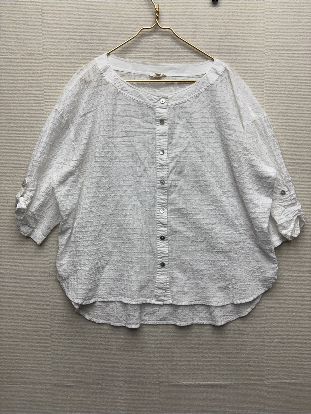 Eileen Fisher XL Women’s White Button-Front Lightweight Blouse